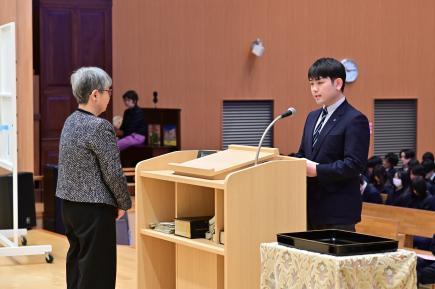 同窓会入会式、代表生徒による入会挨拶